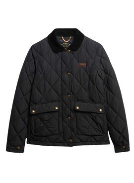 Chaqueta Superdry Cord Trimmed Liner en negro para mujer