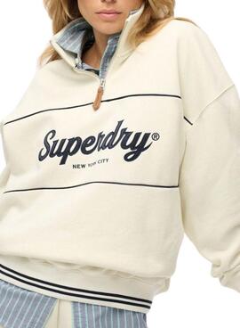 Sweat-shirt Superdry Country Club Loose beige pour femme