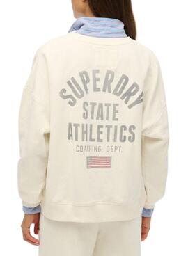 Sweat à capuche Superdry Athletic Relaxed Printed beige pour femme