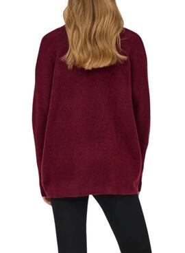Maillot en tricot Only Talio grenat pour femme.