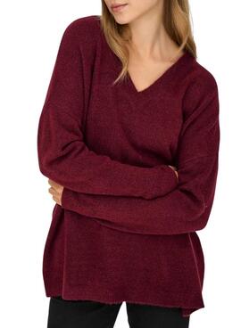 Maillot en tricot Only Talio grenat pour femme.