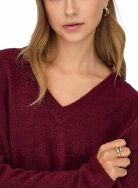 Maillot en tricot Only Talio grenat pour femme.