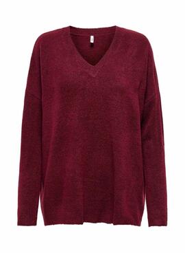 Maillot en tricot Only Talio grenat pour femme.