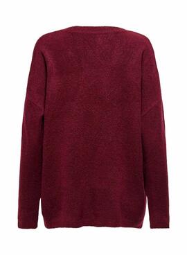 Maillot en tricot Only Talio grenat pour femme.