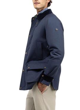 Parka El Ganso col en velours côtelé bleu marine pour homme