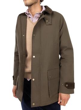 Parka El Ganso col en velours côtelé vert pour homme