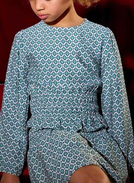 Blusa Mayoral en imprimé géométrique bleu pour fille