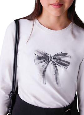 T-shirt Mayoral noeud blanc pour fille