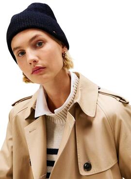 Bonnet en laine Tommy Hilfiger Fluffy bleu marine pour femme