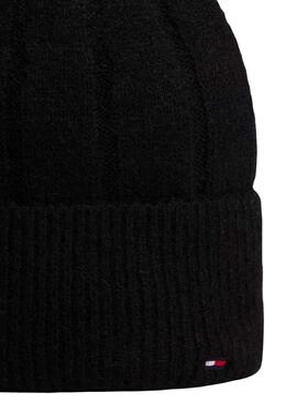 Bonnet en laine Tommy Hilfiger Fluffy noir pour femme