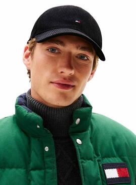 Casquette Tommy Hilfiger Flag en velours côtelé noir pour homme