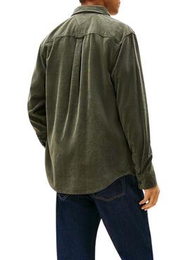 Chemise en velours côtelé vert pour homme Tommy Jeans