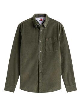 Chemise en velours côtelé vert pour homme Tommy Jeans