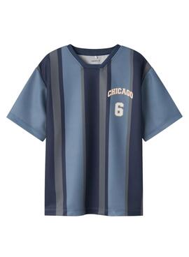 T-shirt bleue et grise Name It Bibile pour garçon
