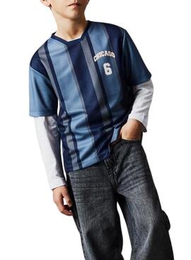 T-shirt bleue et grise Name It Bibile pour garçon