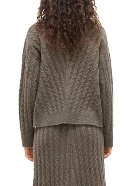 Maillot en maille côtelée Vila Virelli pour femme en couleur brun clair