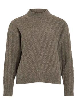 Maillot en maille côtelée Vila Virelli pour femme en couleur brun clair