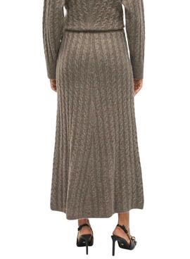 Jupe longue en tricot de couleur marron clair pour femme de la marque Vila Virelli.