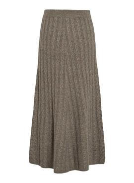 Jupe longue en tricot de couleur marron clair pour femme de la marque Vila Virelli.