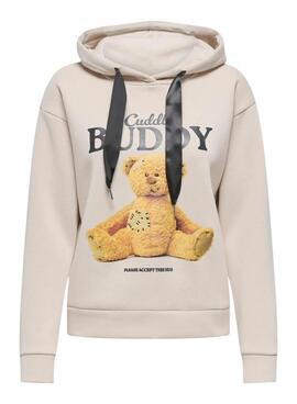 Sweat à capuche pour femme Only Ricky beige