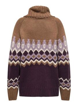 Maillot en Jacquard avec motif Only Rock en moutarde pour femme.