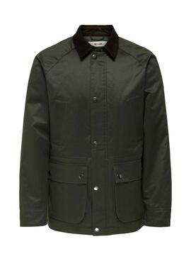 Veste Only and Sons Bob cirée verte pour homme