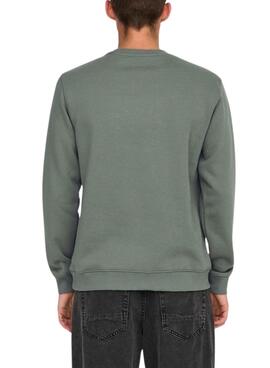 Pull à col ras du cou vert pour homme Only and Sons Curated Crew