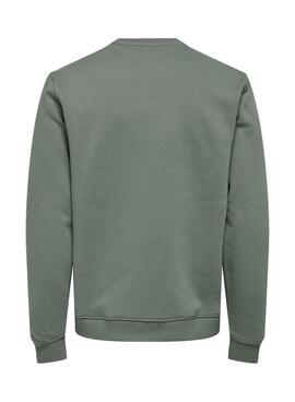 Pull à col ras du cou vert pour homme Only and Sons Curated Crew