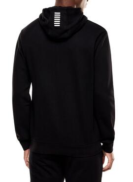 Sweat à capuche noir Emporio Armani EA7 avec logo pour homme