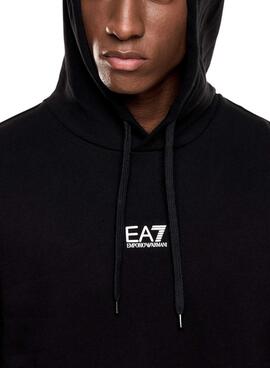 Sweat à capuche noir Emporio Armani EA7 avec logo pour homme