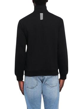 Sweatshirt Emporio Armani EA7 à col zippé noir pour homme