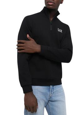 Sweatshirt Emporio Armani EA7 à col zippé noir pour homme