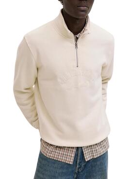 Sweat à capuche Jack and Jones Bleecker beige pour homme.