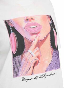 T-shirt Only Siff blanc avec des paillettes pour femme