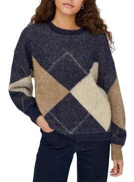 Maillot Only Noeme Jacquard marine pour femme