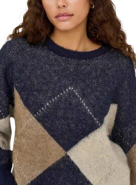 Maillot Only Noeme Jacquard marine pour femme