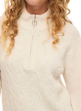 Maillot Vila Vilassia beige à col zippé pour femme