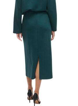 Jupe midi verte Vila Visiffi pour femme