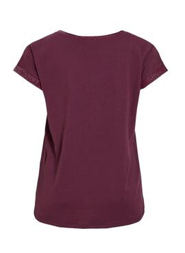 T-shirt Vila Vidreamers Glitter grenat pour femme