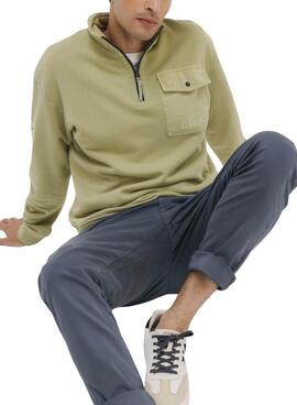 Sweatshirt Le Poulpe Perkins poche verte pour homme