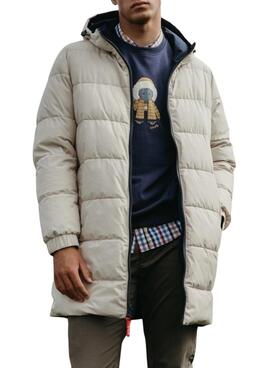 Anorak El Pulpo rembourré réversible beige et marine pour homme