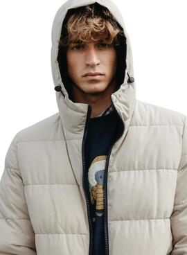 Anorak El Pulpo rembourré réversible beige et marine pour homme