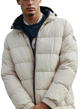 Anorak El Pulpo rembourré réversible beige et marine pour homme