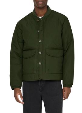 Veste matelassée verte pour homme Only and Sons, modèle Anton
