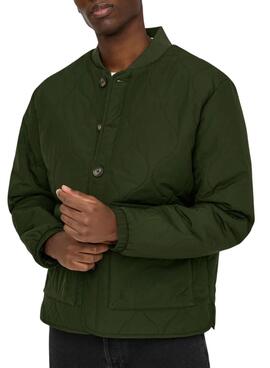 Veste matelassée verte pour homme Only and Sons, modèle Anton