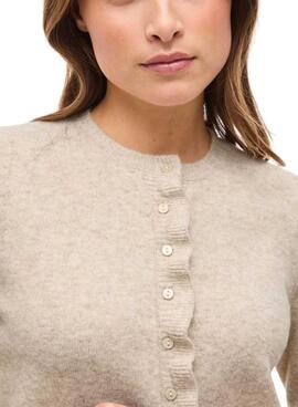 Veste Vila Vijacia beige à volants pour femme.