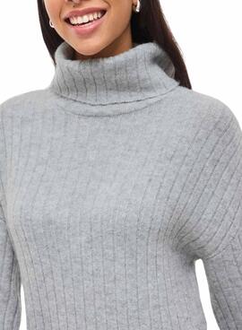Robe Vila Vilassia en tricot col roulé gris pour femme