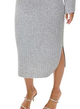 Robe Vila Vilassia en tricot col roulé gris pour femme