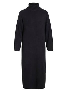 Robe en maille Vila Vilassia col roulé noire pour femme.
