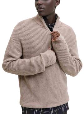 Maillot Jack and Jones Kaito Zip beige pour homme.